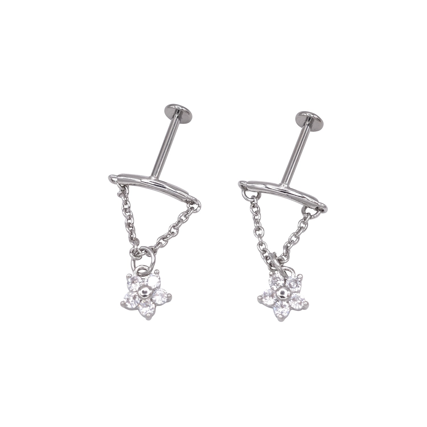 Simple Flowers Chain Earrings