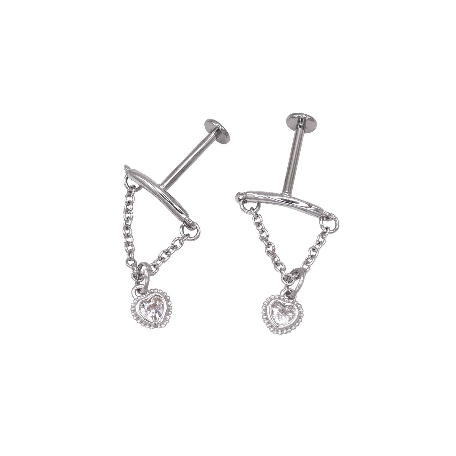 Simple Heart Chain Earrings