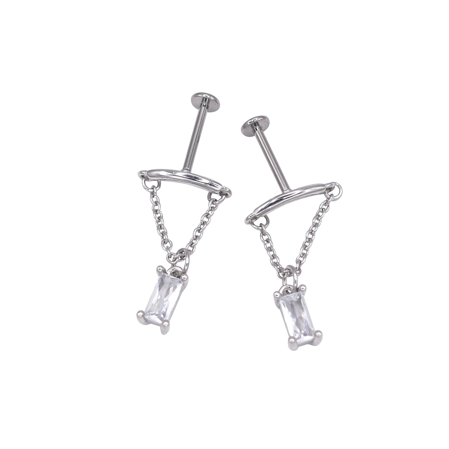 Rectangular Chain Stud Earrings