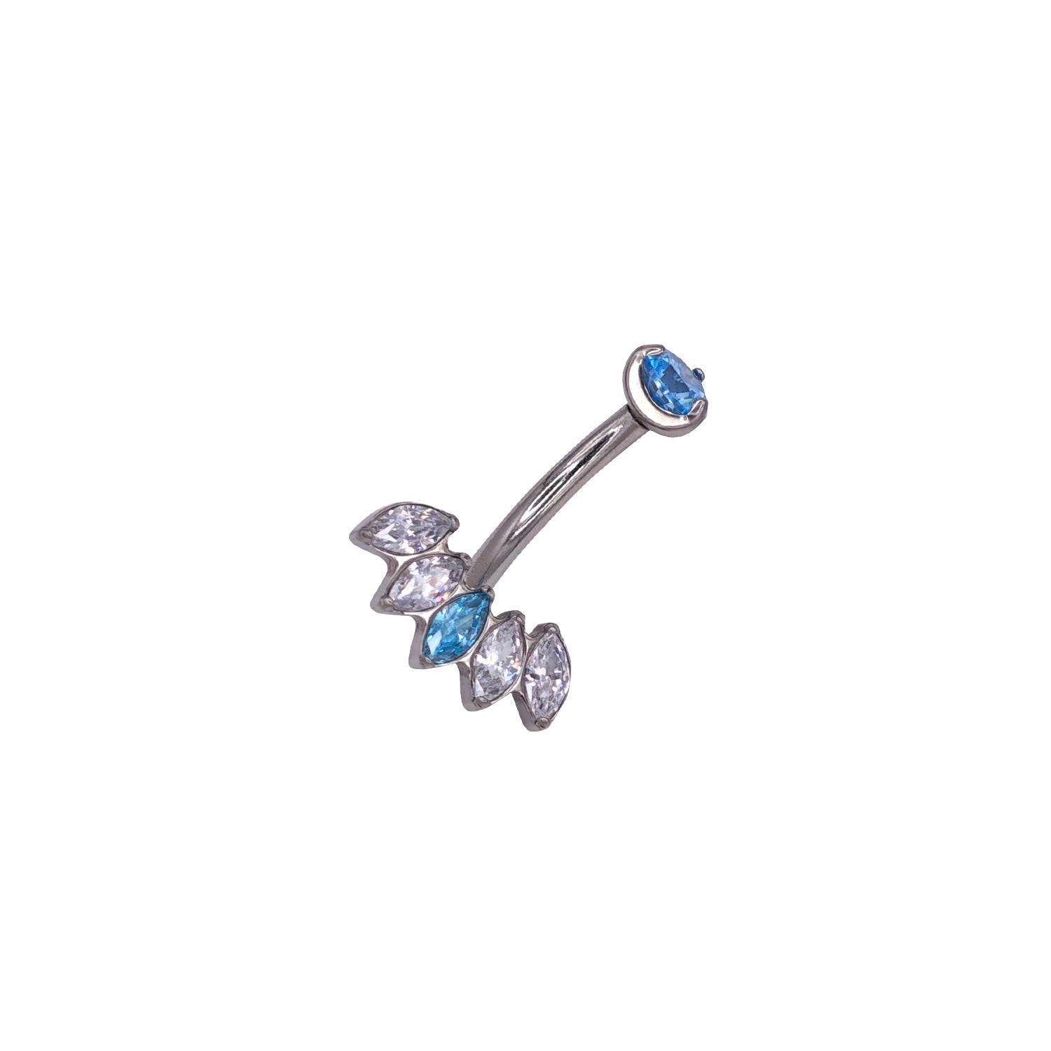 Blue & Clear Zircon Titanium Belly Button Ring