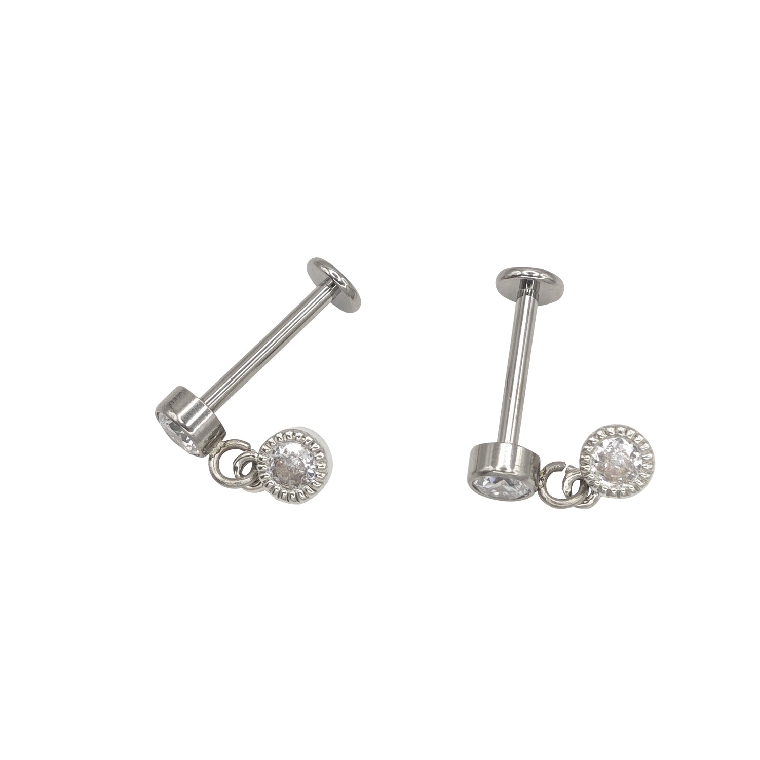 Round Pendant Titanium Earrings