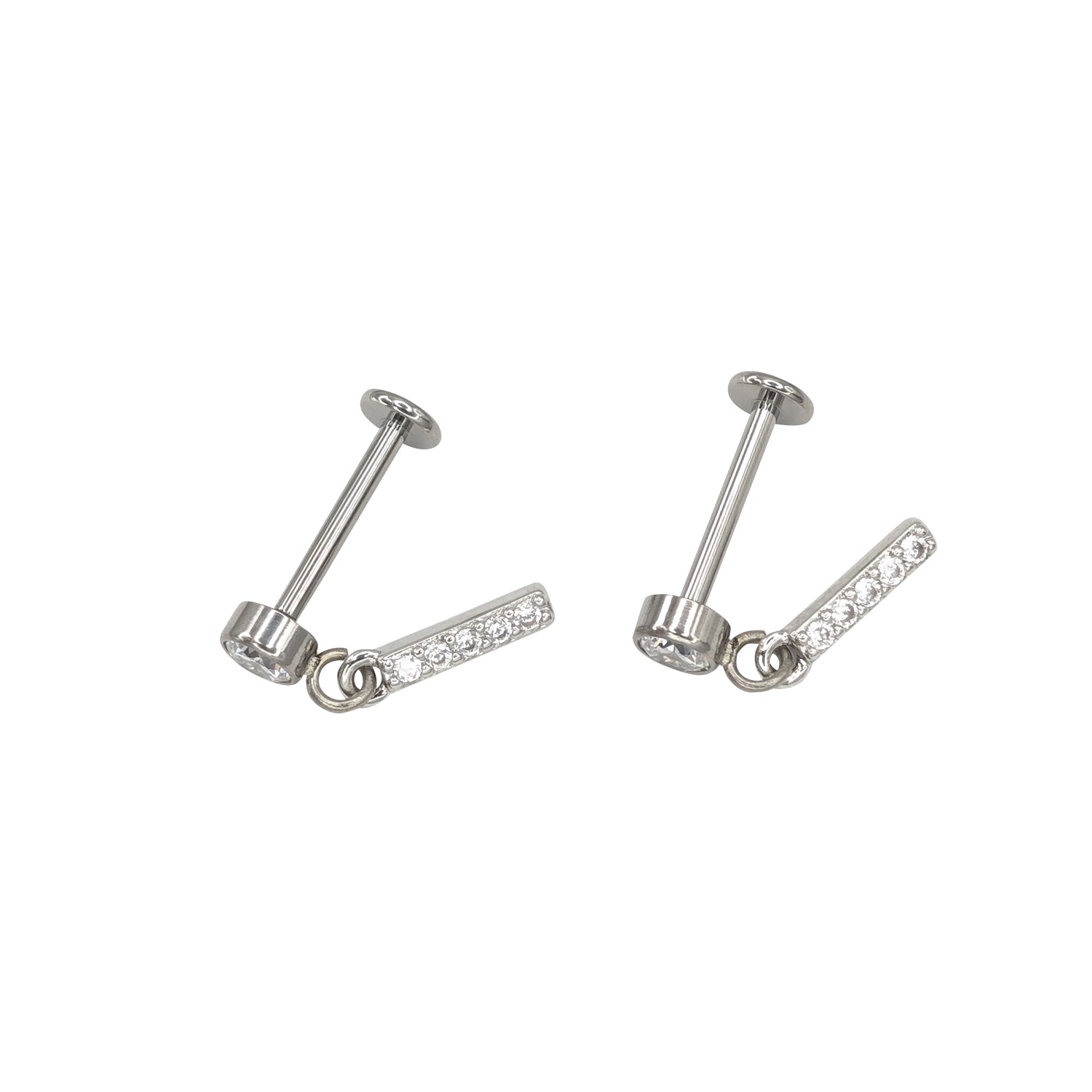 Titanium Zircon Bar Earrings